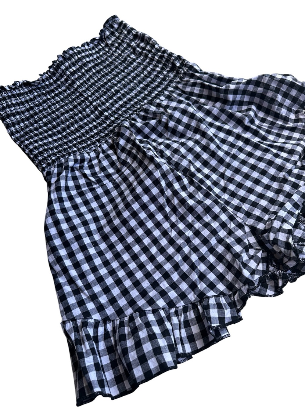 Fashion Nova Black & White Gingham Strapless Romper - Picture 3 of 4